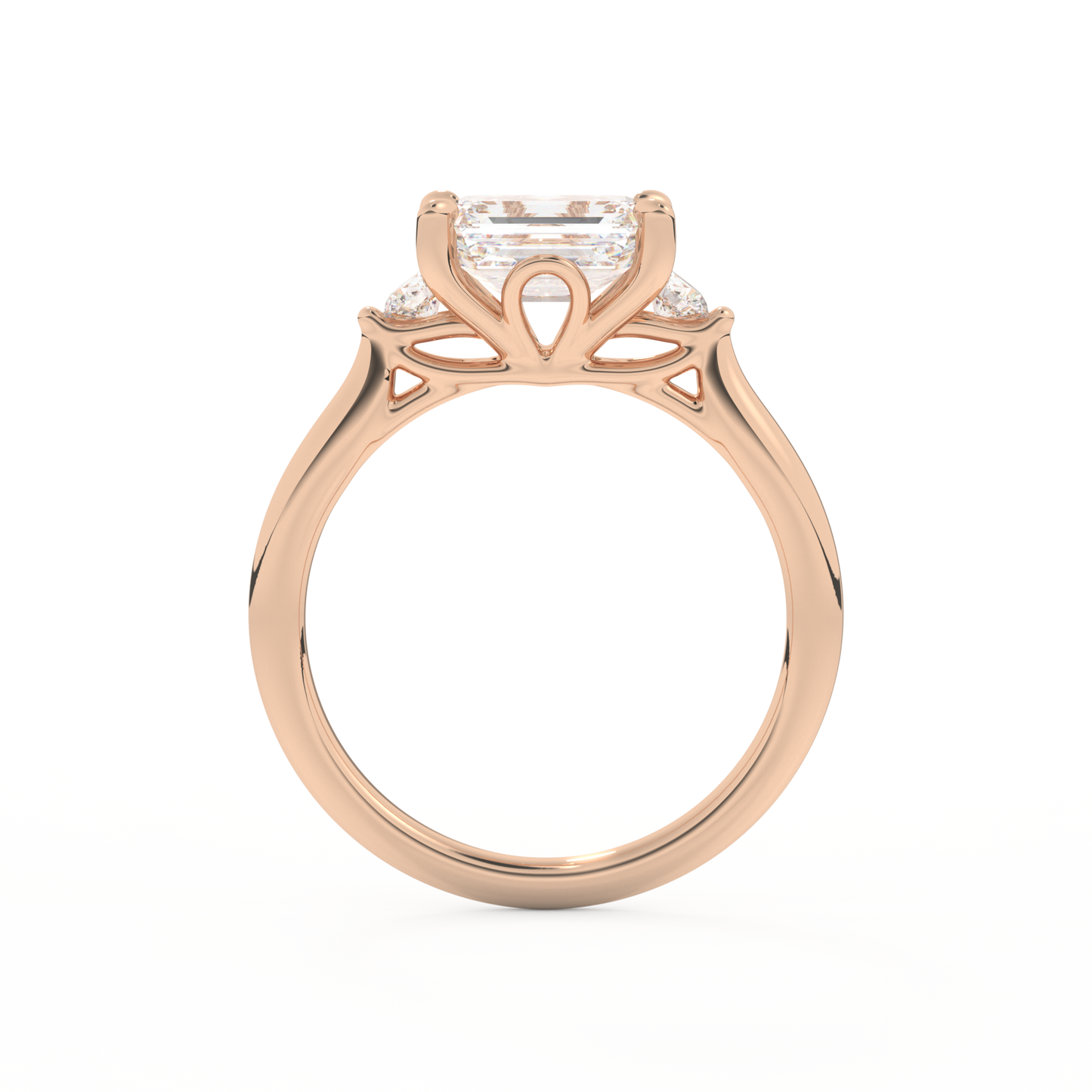 Emerald Cut 1.31 Carat Moissanite Ring – Three Stones Setting in Gold