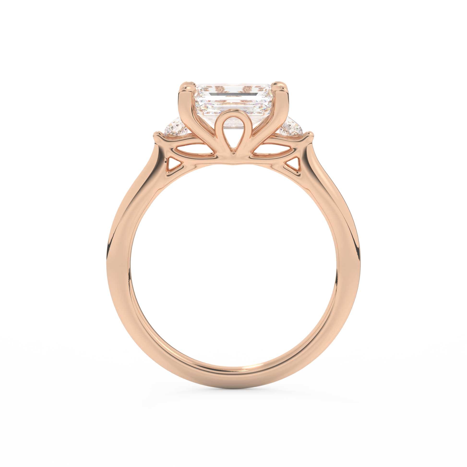 Emerald Cut 1.31 Carat Moissanite Ring – Three Stones Setting in Gold