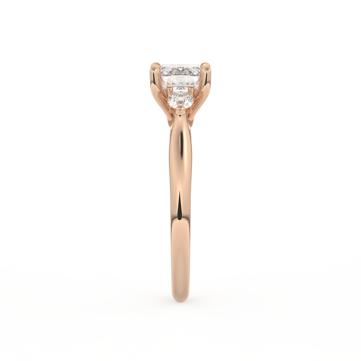 Emerald Cut 1.31 Carat Moissanite Ring – Three Stones Setting in Gold