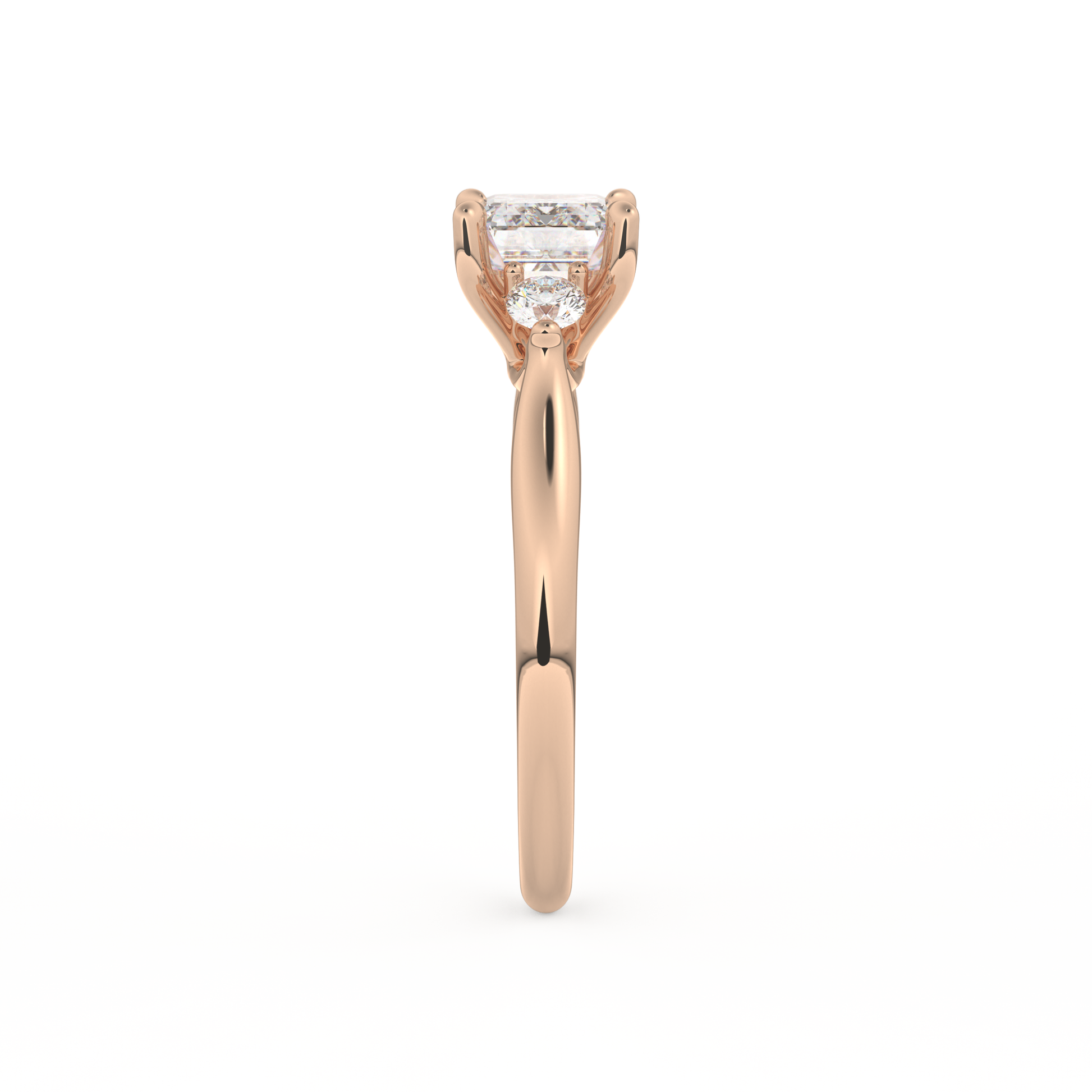 Emerald Cut 1.31 Carat Moissanite Ring – Three Stones Setting in Gold