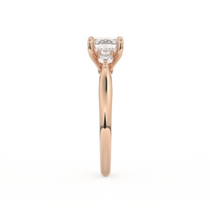 Emerald Cut 1.31 Carat Moissanite Ring – Three Stones Setting in Gold