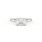 Emerald Cut 1.31 Carat Moissanite Ring – Three Stones Setting in Gold
