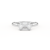 Emerald Cut 1.31 Carat Moissanite Ring – Three Stones Setting in Gold