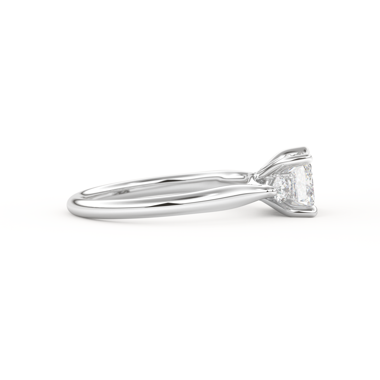 Emerald Cut 1.31 Carat Moissanite Ring – Three Stones Setting in Gold