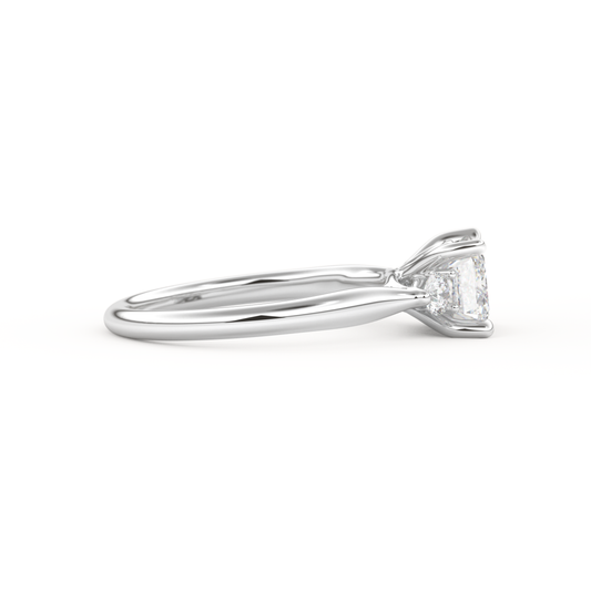 Emerald Cut 1.31 Carat Moissanite Ring – Three Stones Setting in Gold