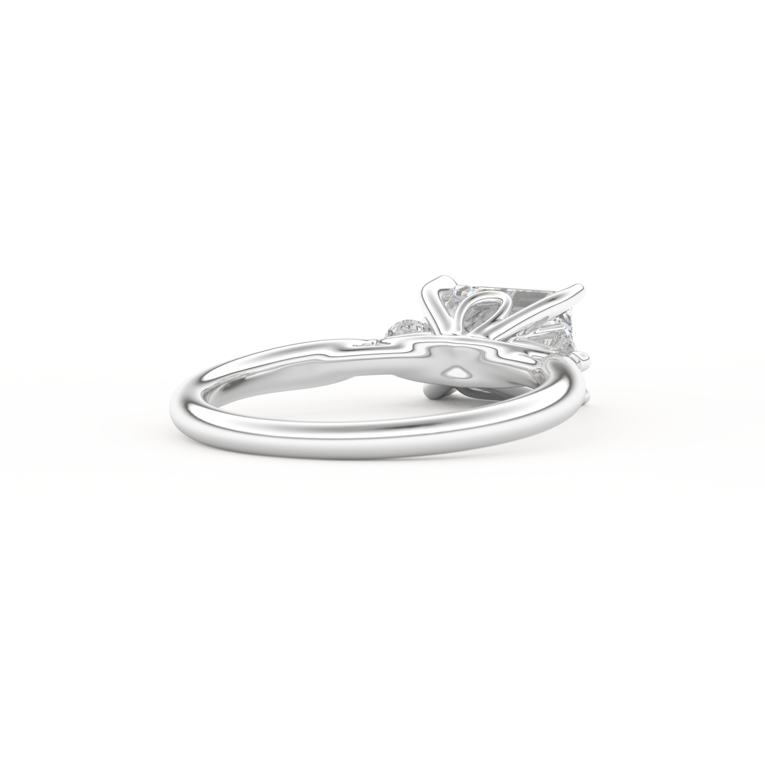 Emerald Cut 1.31 Carat Moissanite Ring – Three Stones Setting in Gold