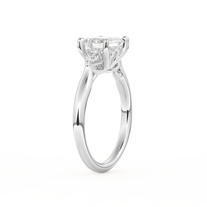 Emerald Cut 1.31 Carat Moissanite Ring – Three Stones Setting in Gold