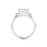Emerald Cut 1.31 Carat Moissanite Ring – Three Stones Setting in Gold