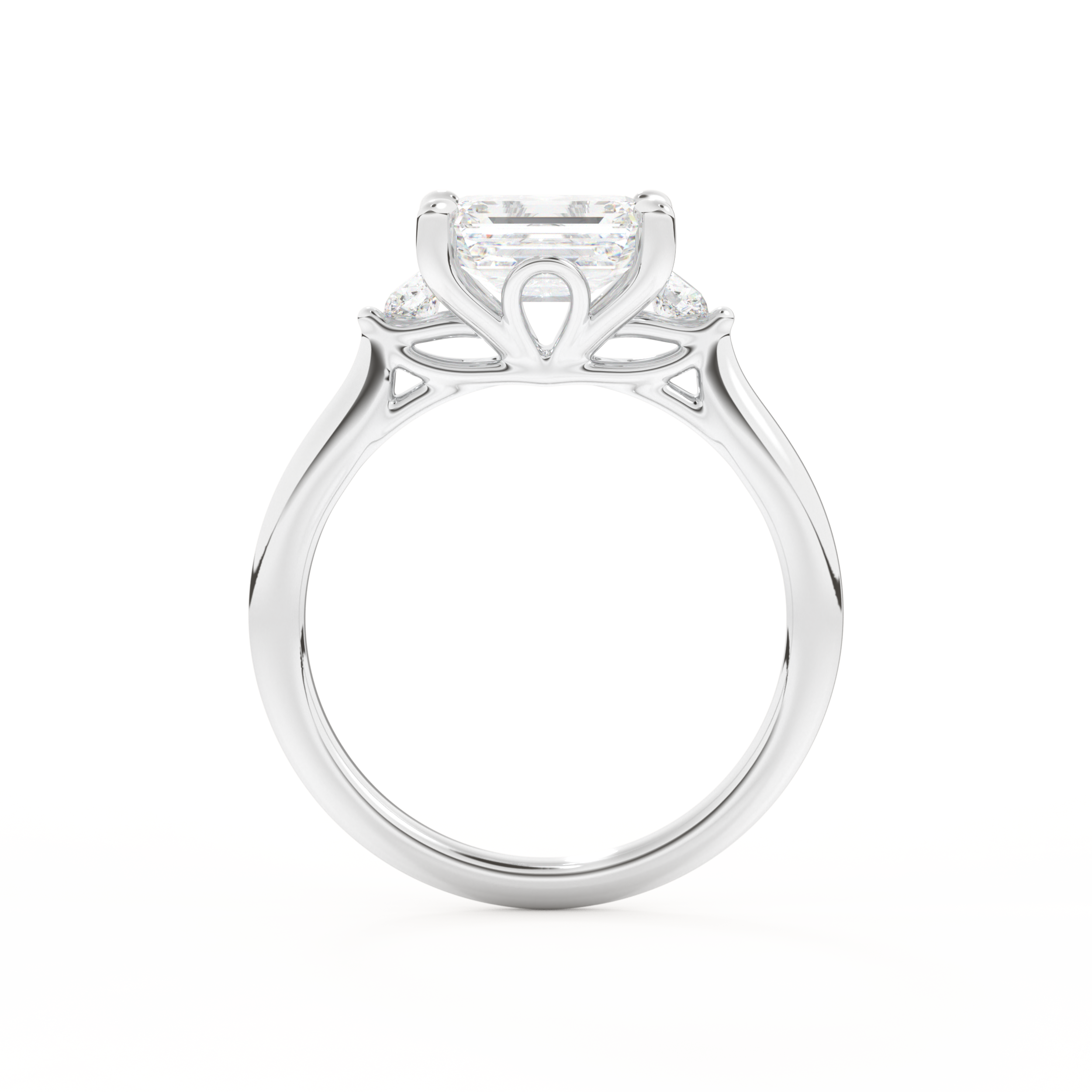 Emerald Cut 1.31 Carat Moissanite Ring – Three Stones Setting in Gold