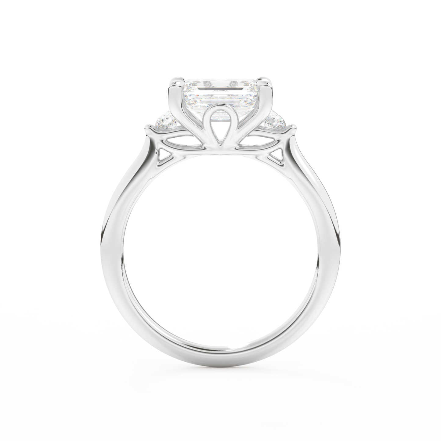 Emerald Cut 1.31 Carat Moissanite Ring – Three Stones Setting in Gold