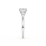 Emerald Cut 1.31 Carat Moissanite Ring – Three Stones Setting in Gold