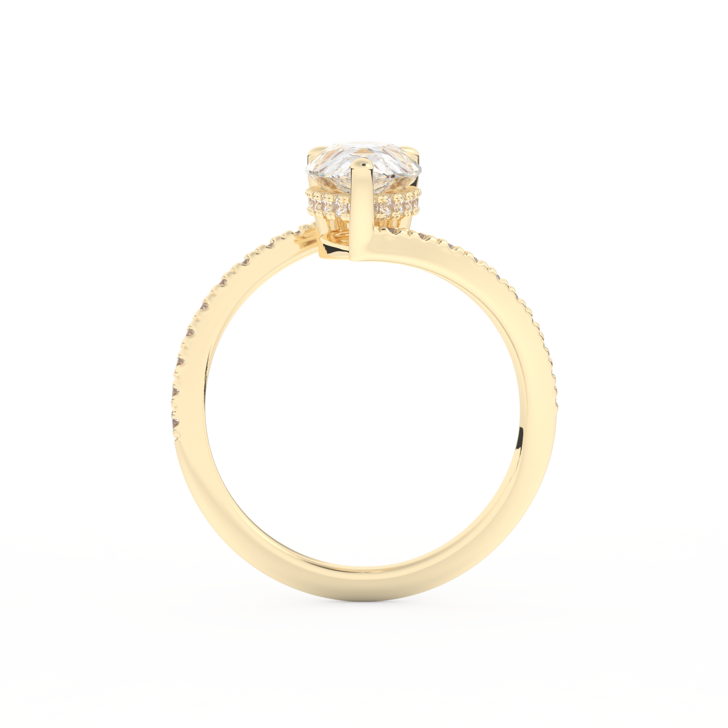 Pear Cut 1.55 Carat Moissanite Ring – Swirl & Pave Setting in Gold