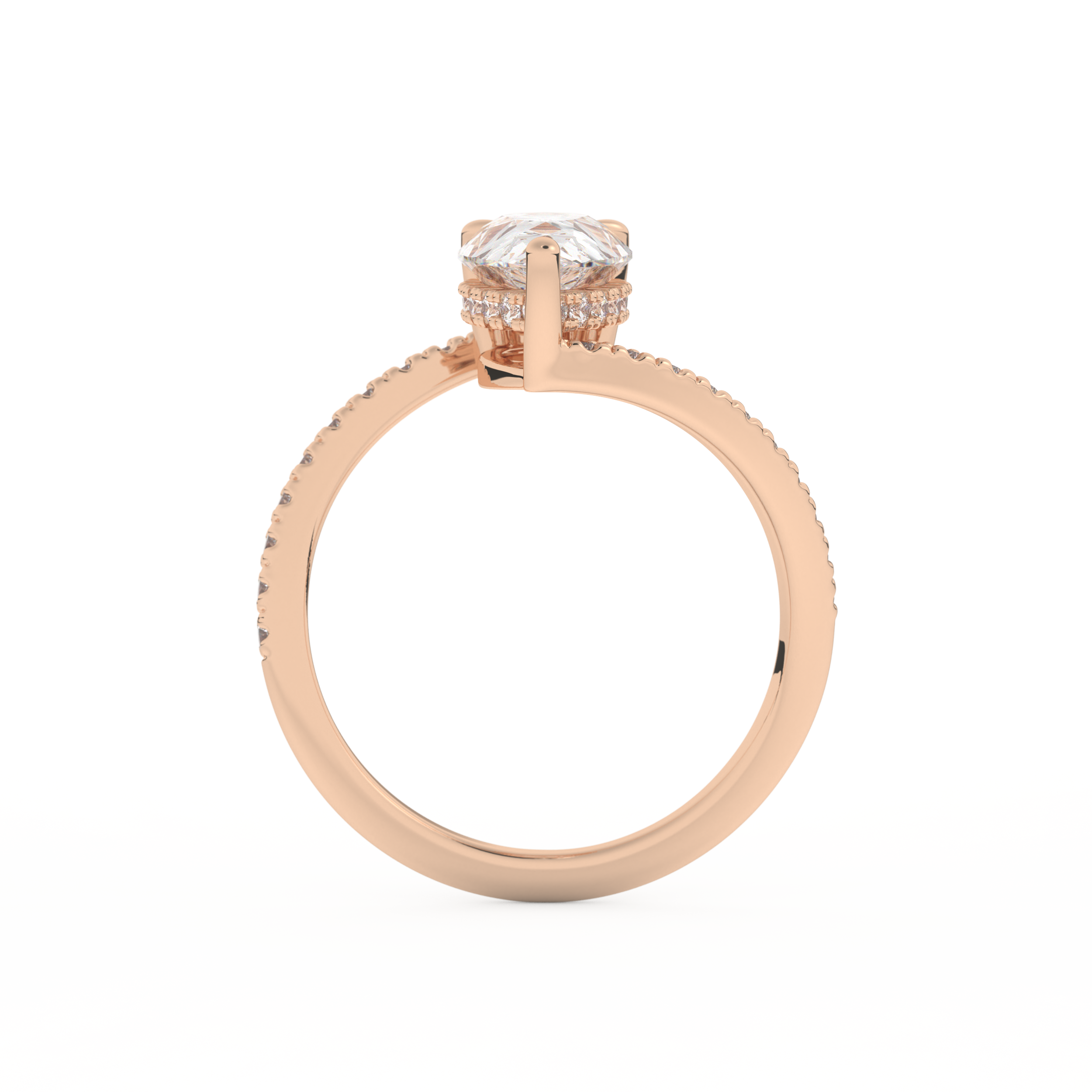 Pear Cut 1.55 Carat Moissanite Ring – Swirl & Pave Setting in Gold