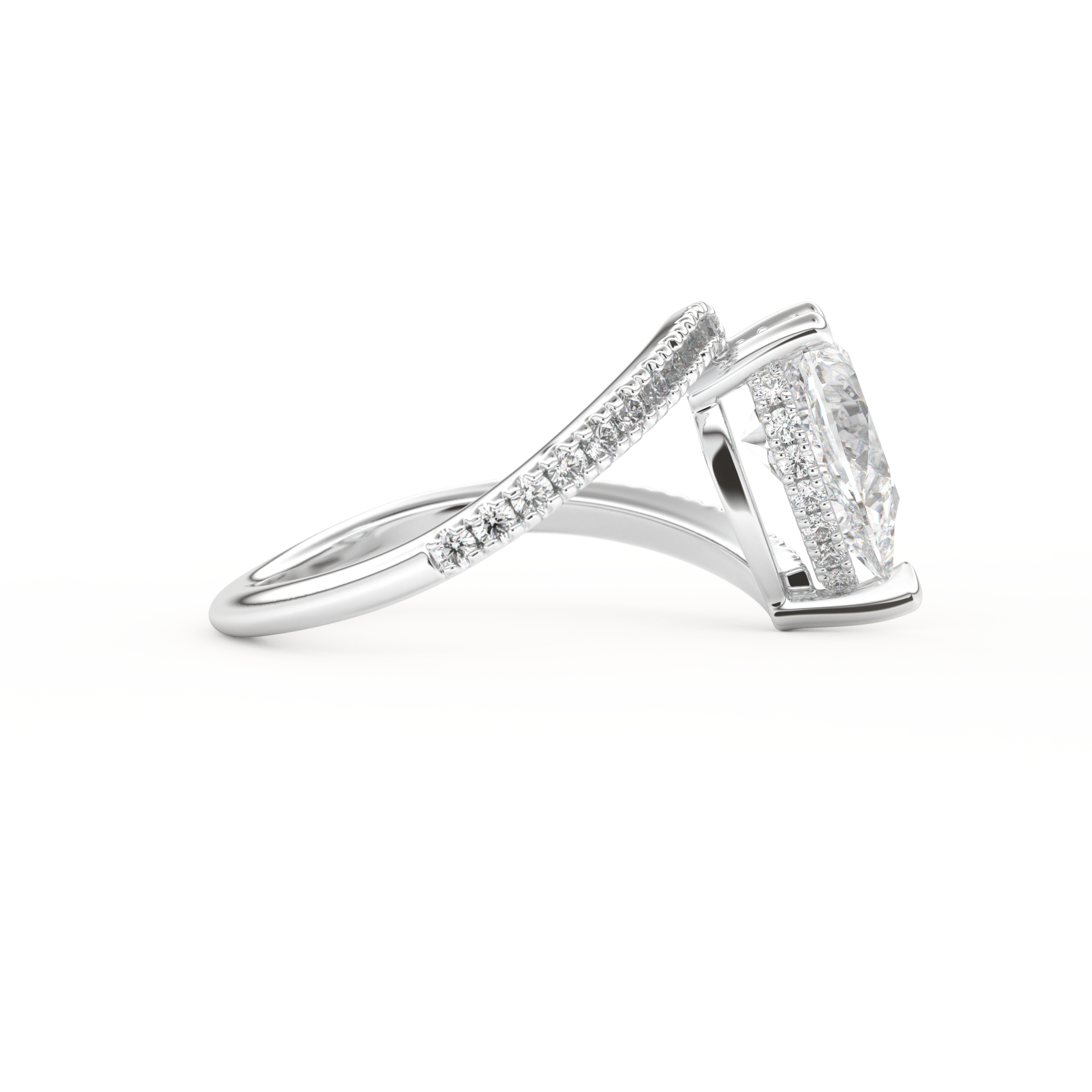 Pear Cut 1.55 Carat Moissanite Ring – Swirl & Pave Setting in Gold