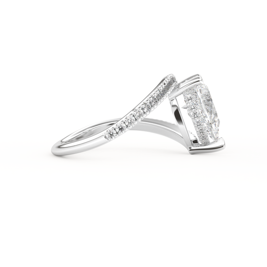 Pear Cut 1.55 Carat Moissanite Ring – Swirl & Pave Setting in Gold