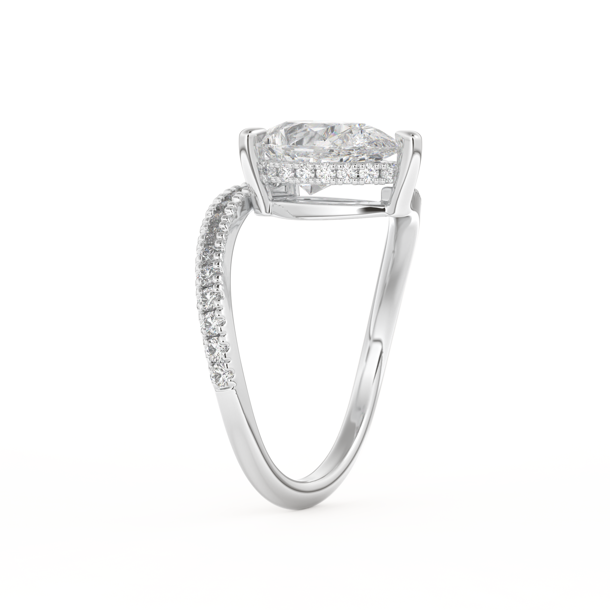 Pear Cut 1.55 Carat Moissanite Ring – Swirl & Pave Setting in Gold