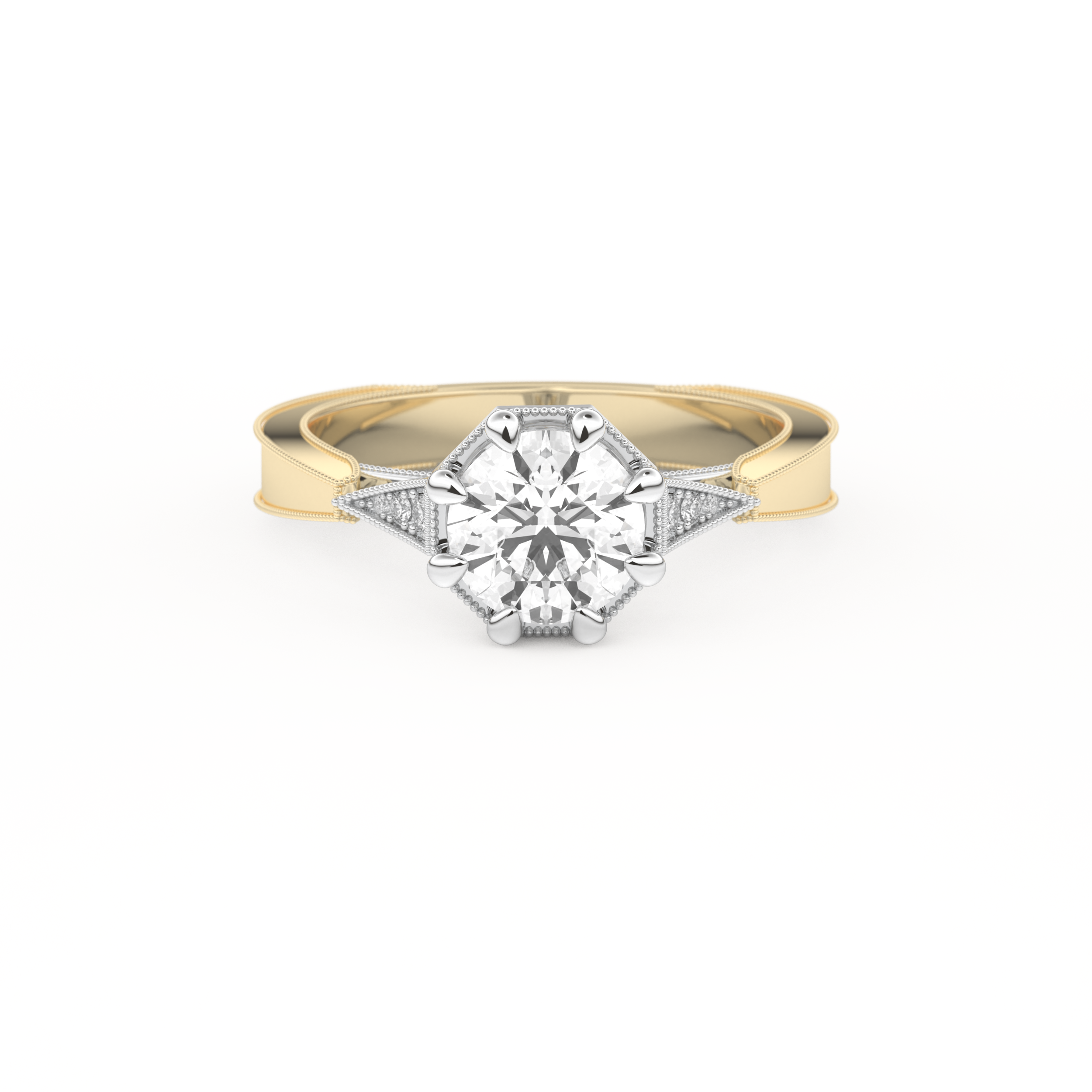 Round Cut 1.0 Carat Moissanite Ring – Pave Setting in Gold