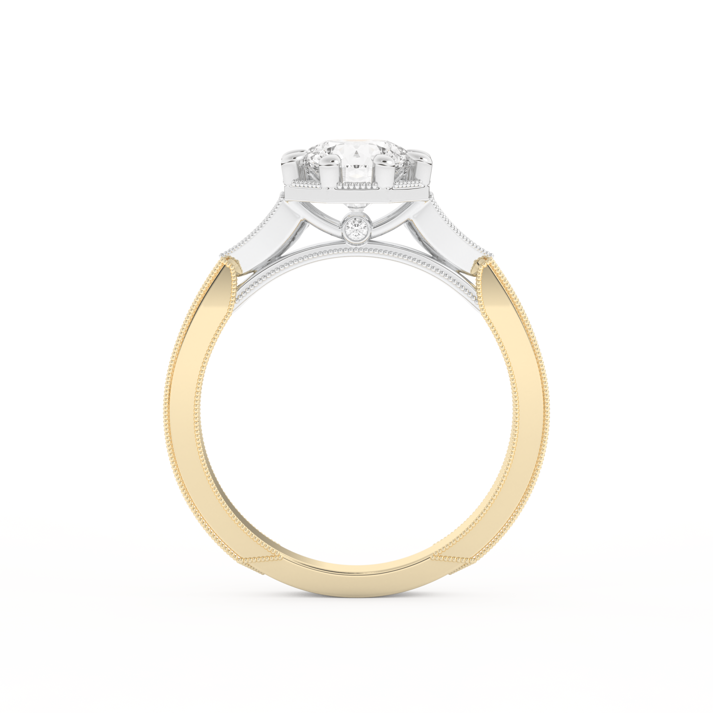 Round Cut 1.0 Carat Moissanite Ring – Pave Setting in Gold