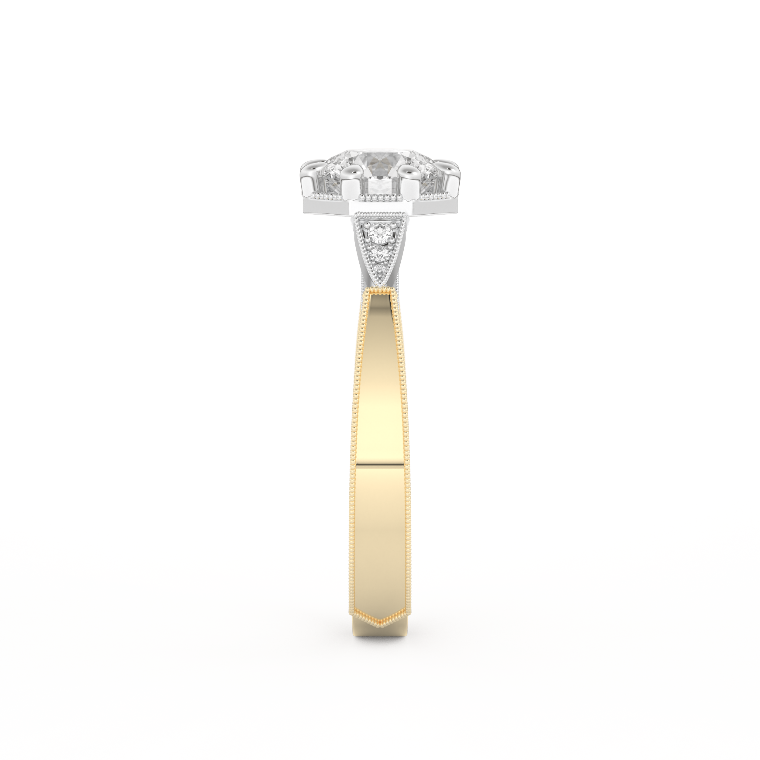 Round Cut 1.0 Carat Moissanite Ring – Pave Setting in Gold