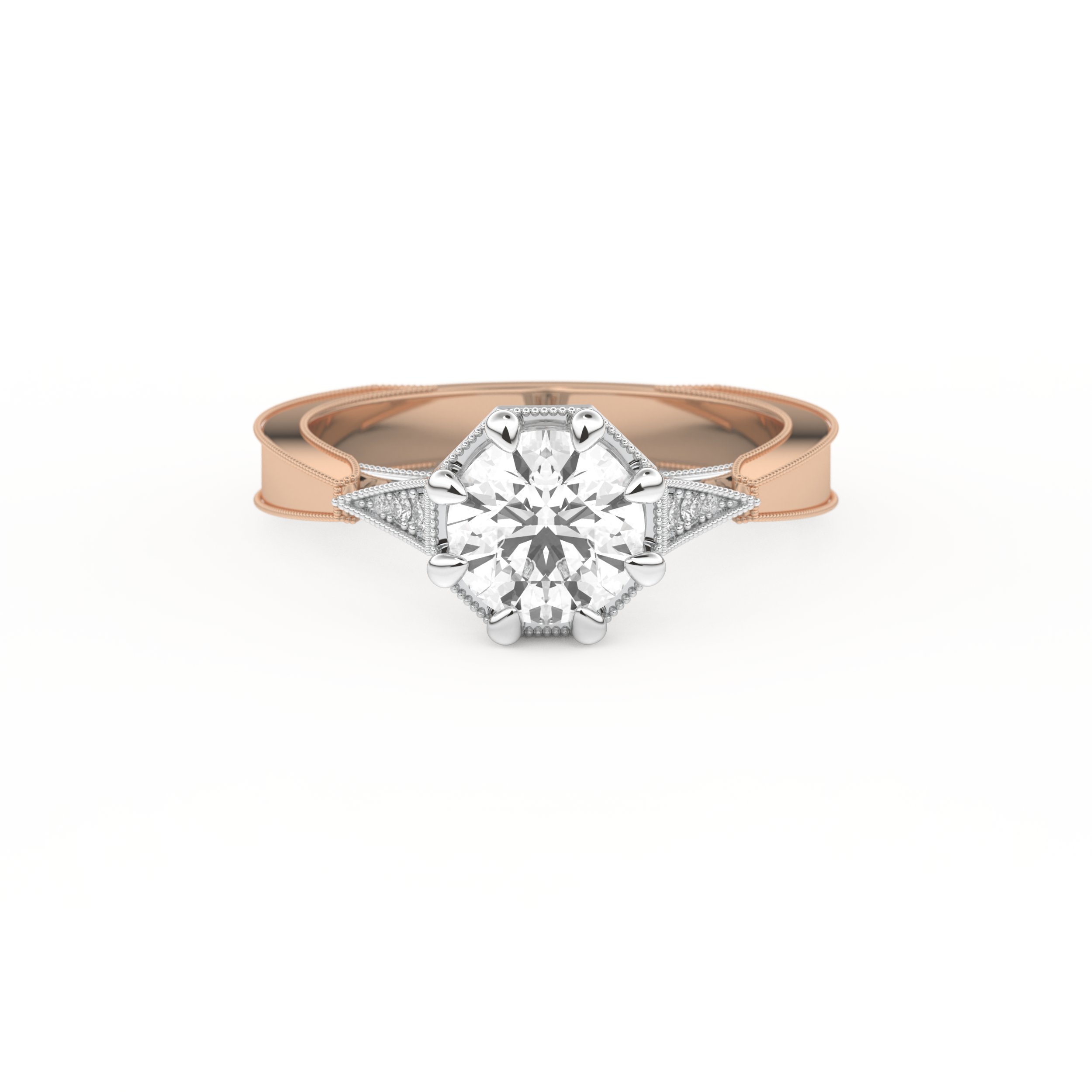 Round Cut 1.0 Carat Moissanite Ring – Pave Setting in Gold