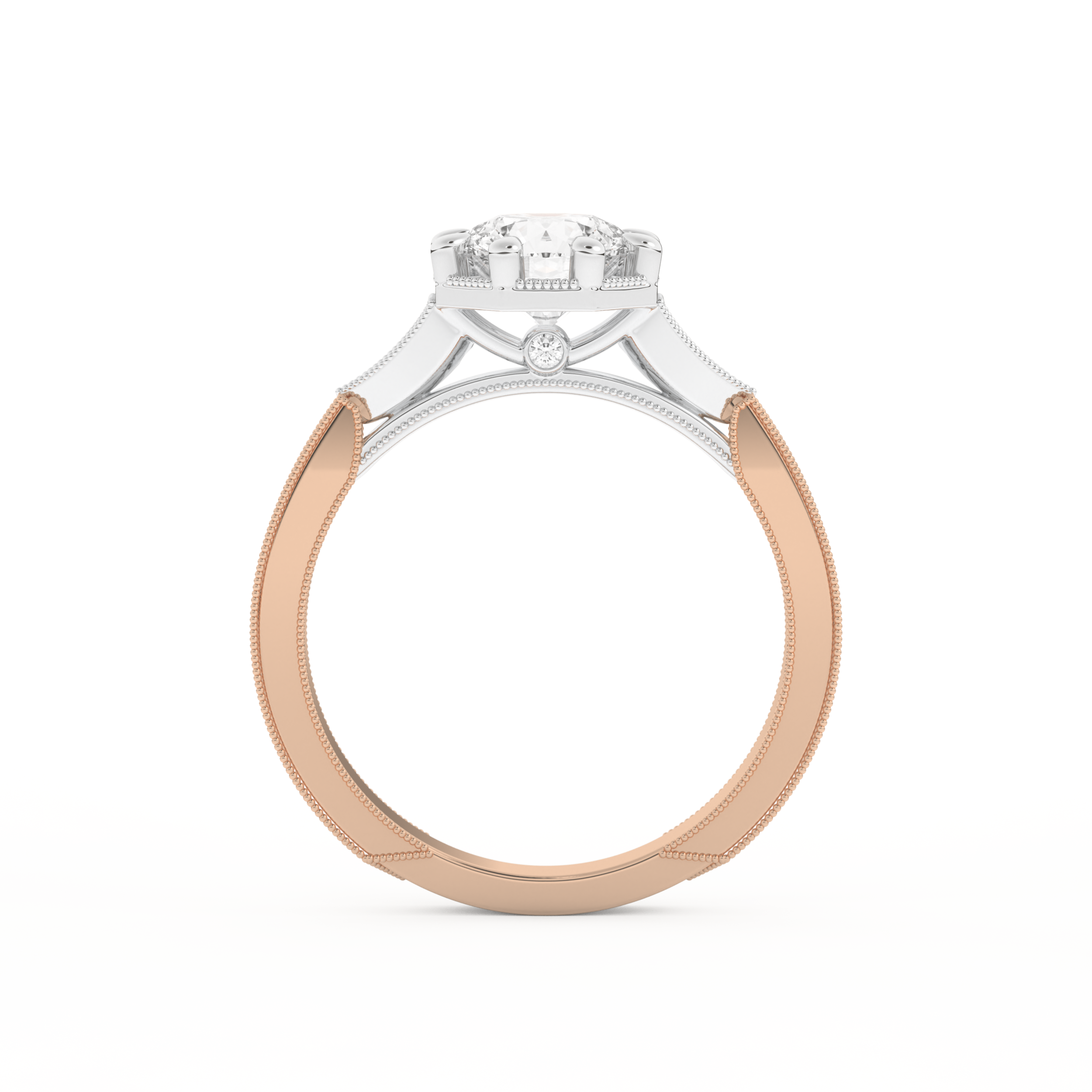 Round Cut 1.0 Carat Moissanite Ring – Pave Setting in Gold