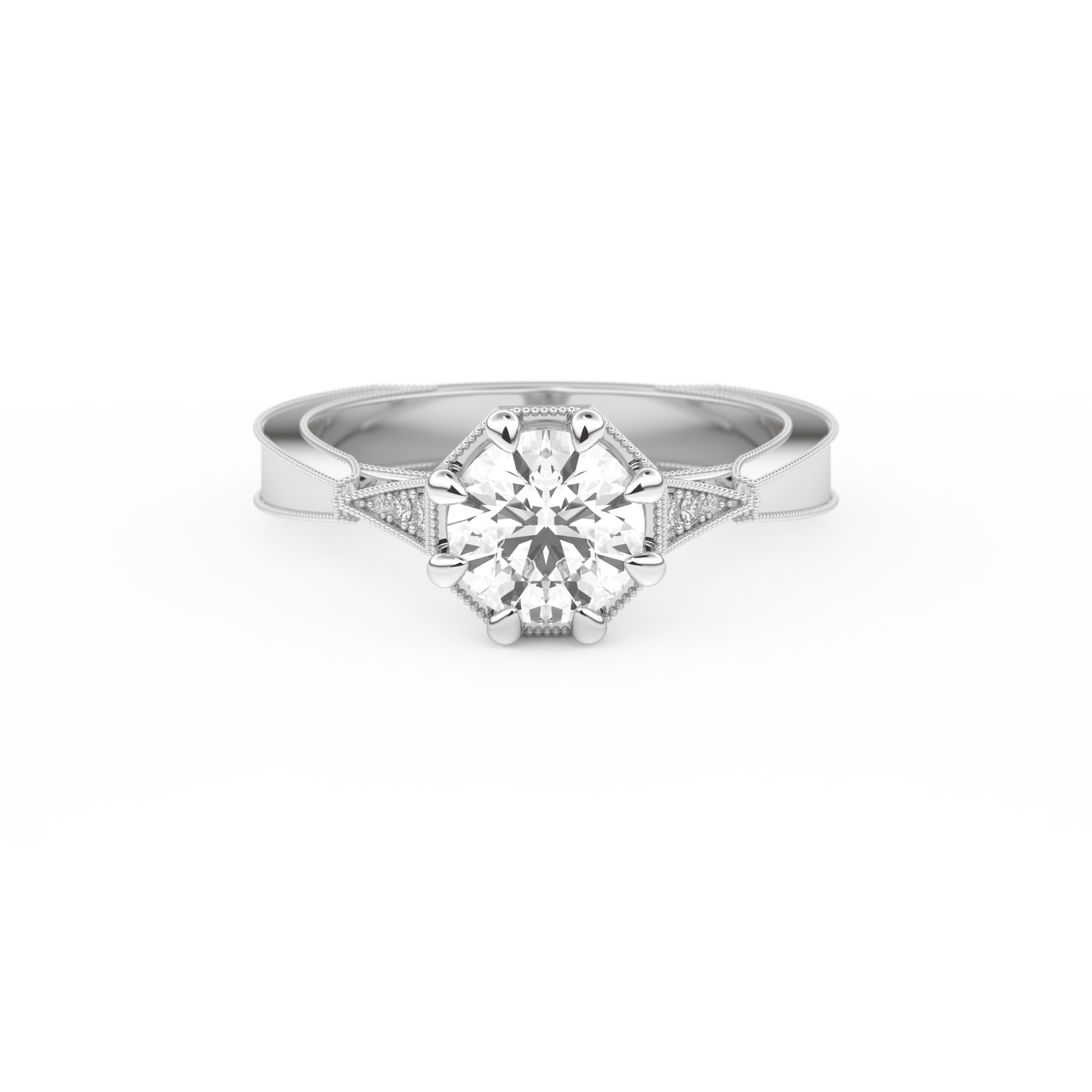 Round Cut 1.0 Carat Moissanite Ring – Pave Setting in Gold