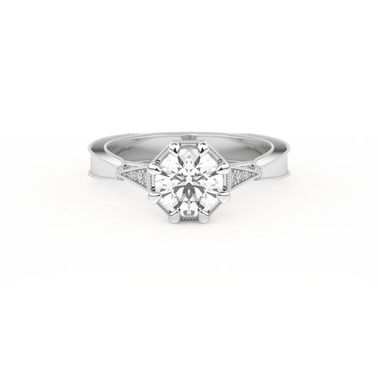 Round Cut 1.0 Carat Moissanite Ring – Pave Setting in Gold