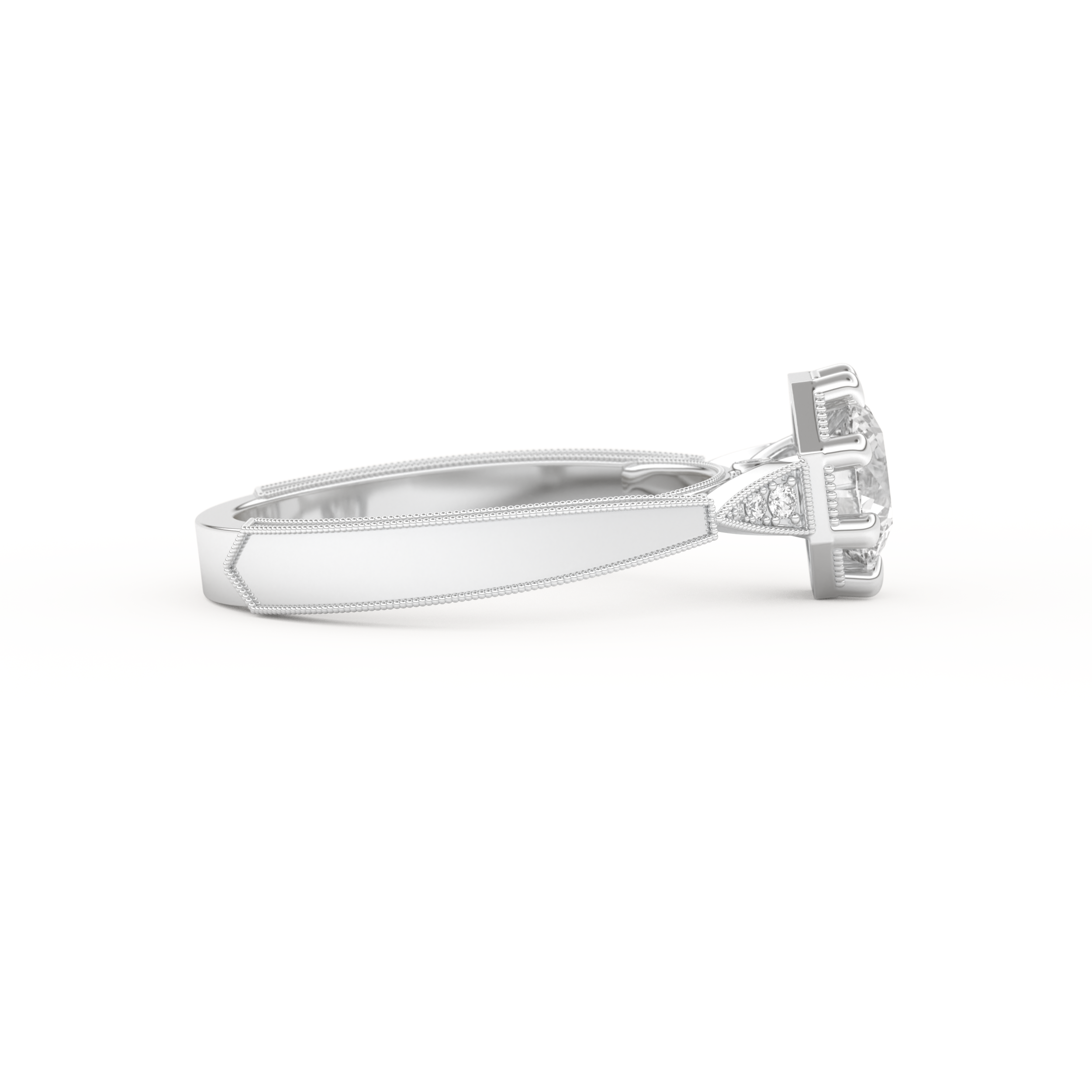 Round Cut 1.0 Carat Moissanite Ring – Pave Setting in Gold