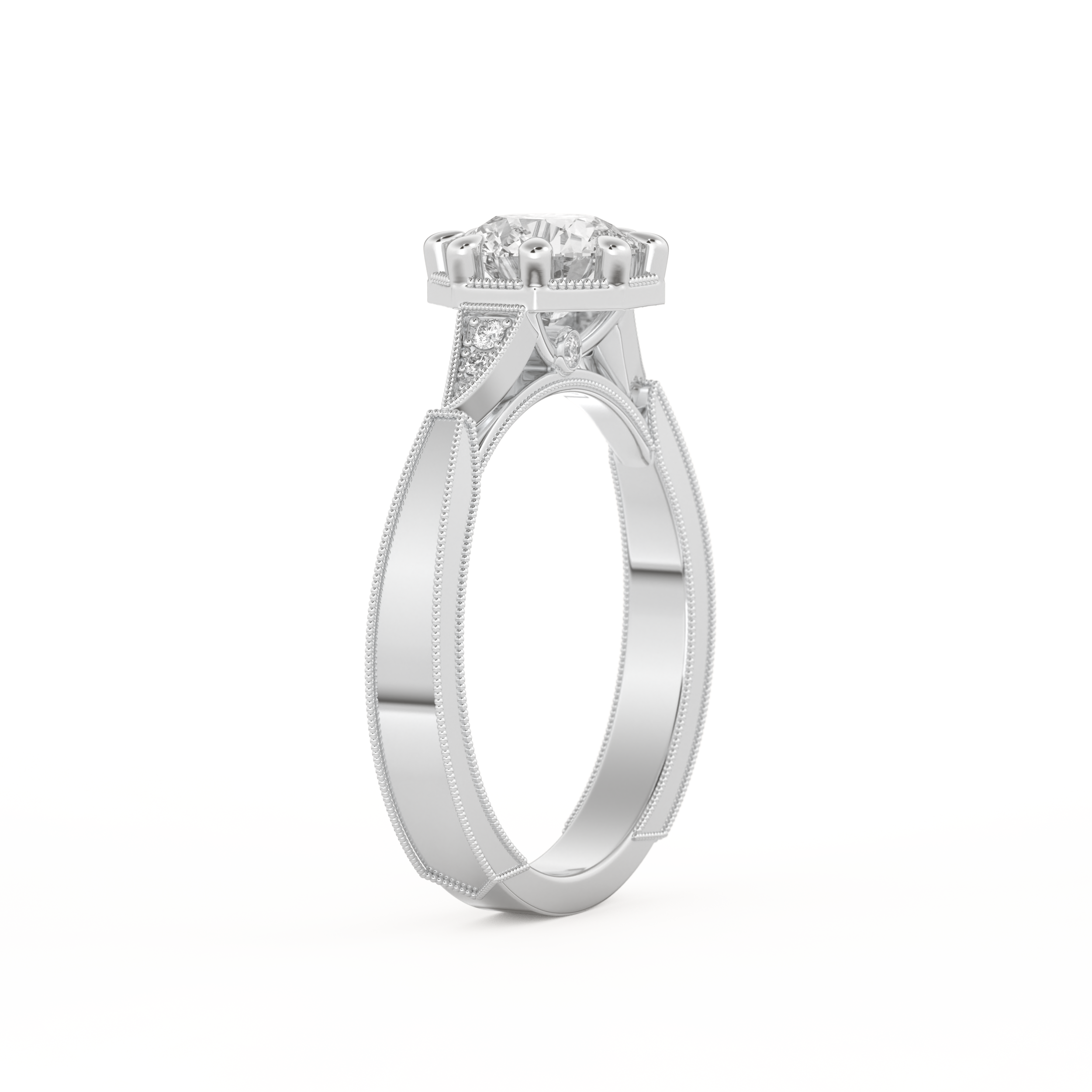 Round Cut 1.0 Carat Moissanite Ring – Pave Setting in Gold