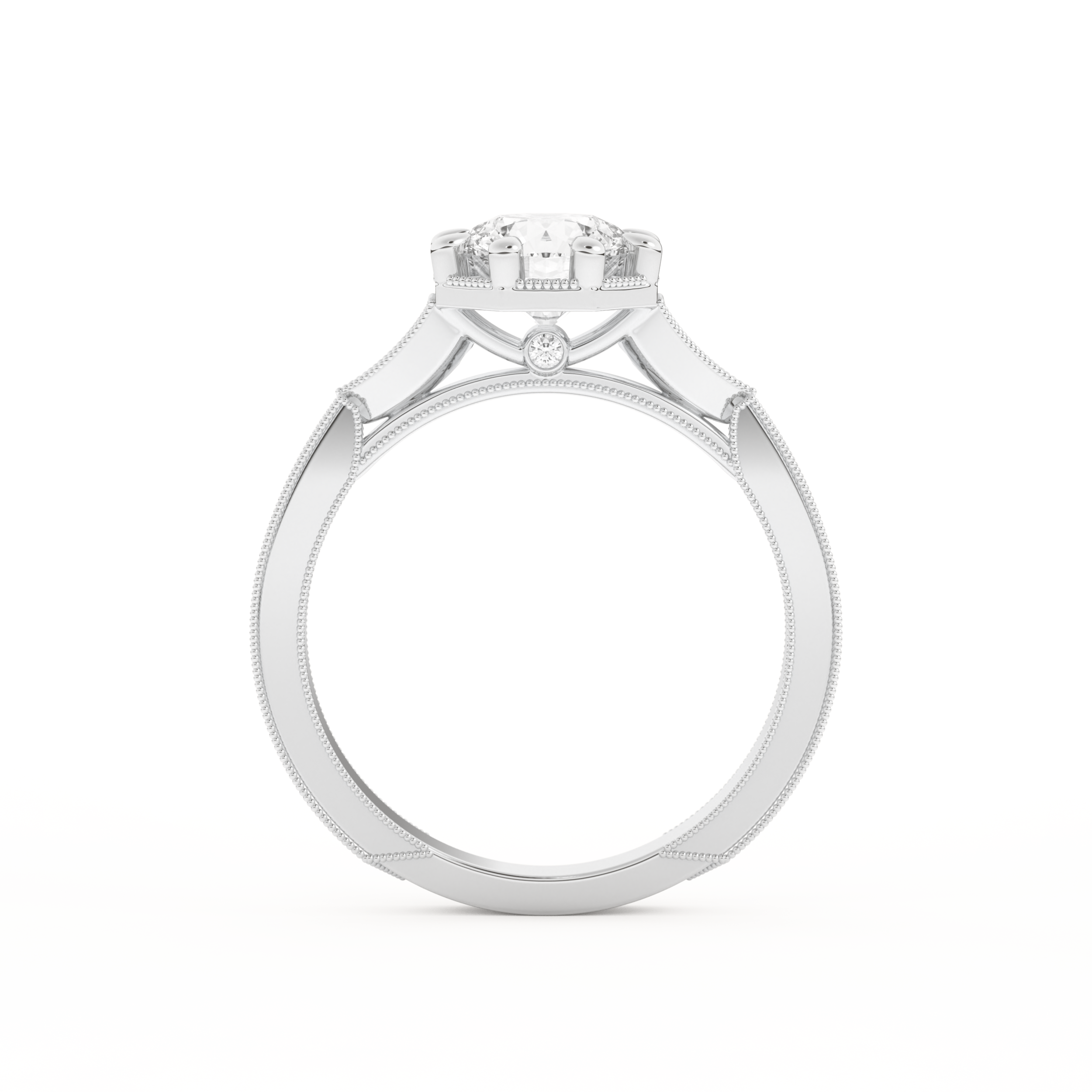 Round Cut 1.0 Carat Moissanite Ring – Pave Setting in Gold