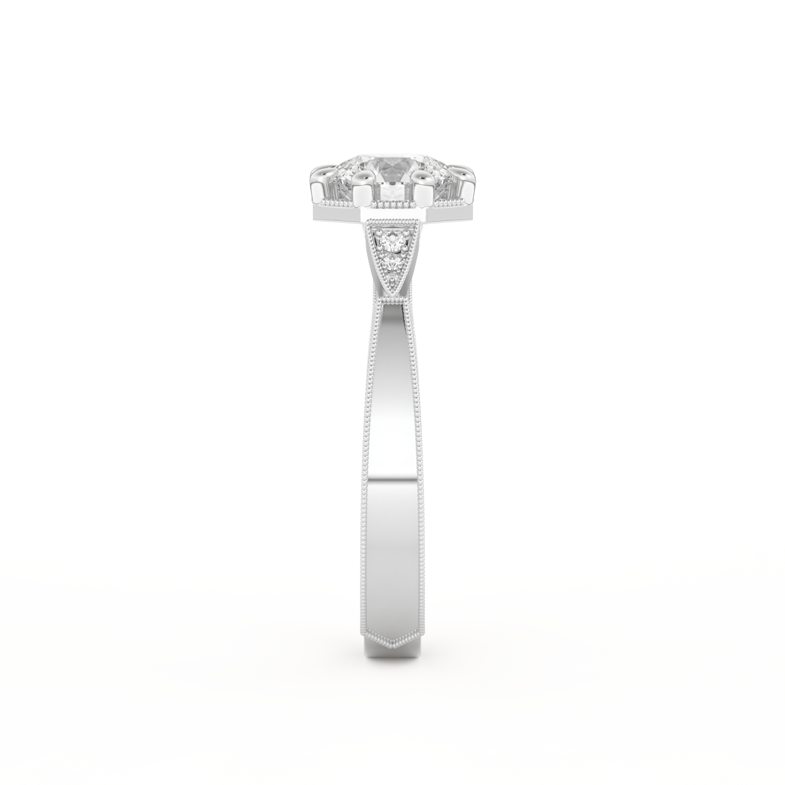 Round Cut 1.0 Carat Moissanite Ring – Pave Setting in Gold