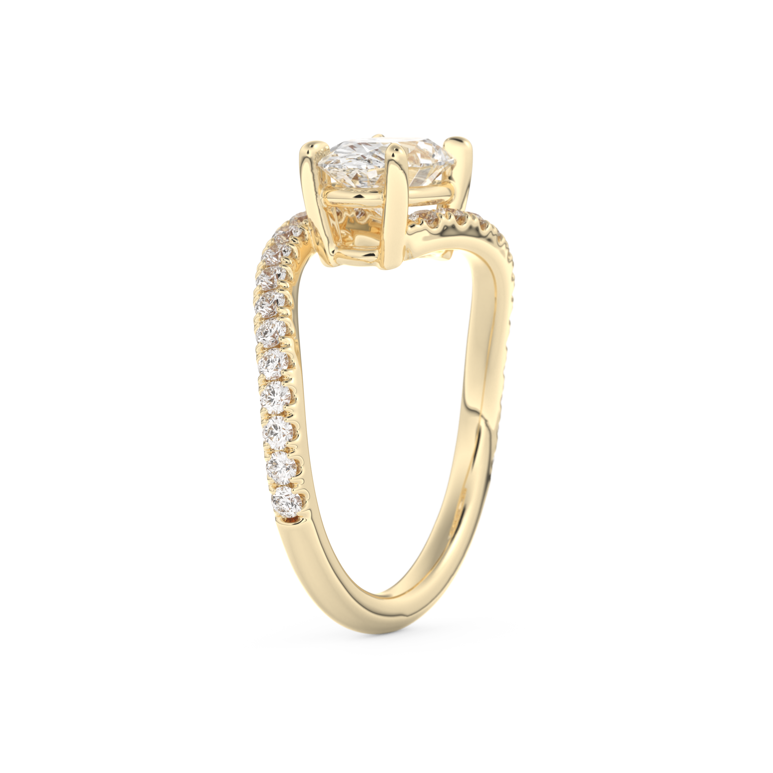 Oval Cut 1.3 Carat Moissanite Ring – Swirl & Pave Setting in Gold