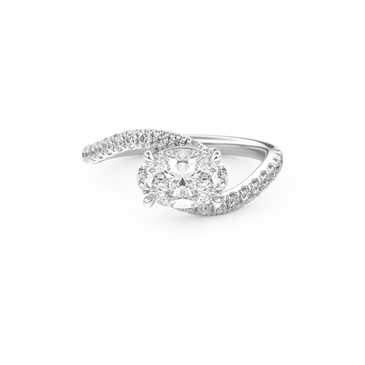 Oval Cut 1.3 Carat Moissanite Ring – Swirl & Pave Setting in Gold
