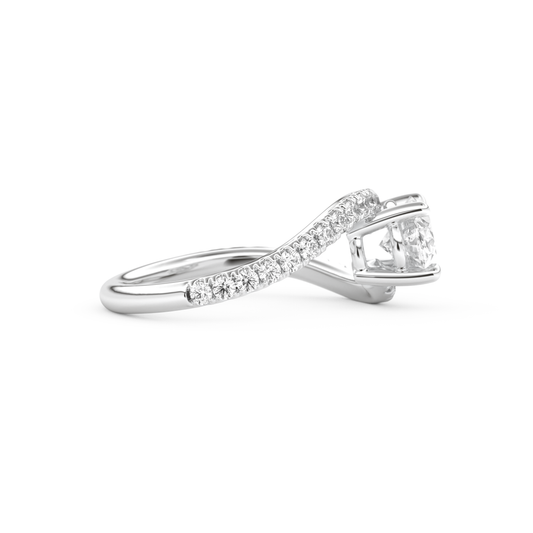 Oval Cut 1.3 Carat Moissanite Ring – Swirl & Pave Setting in Gold