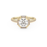 Round Cut 1.52 Carat Moissanite Ring – Cluster Setting in Gold