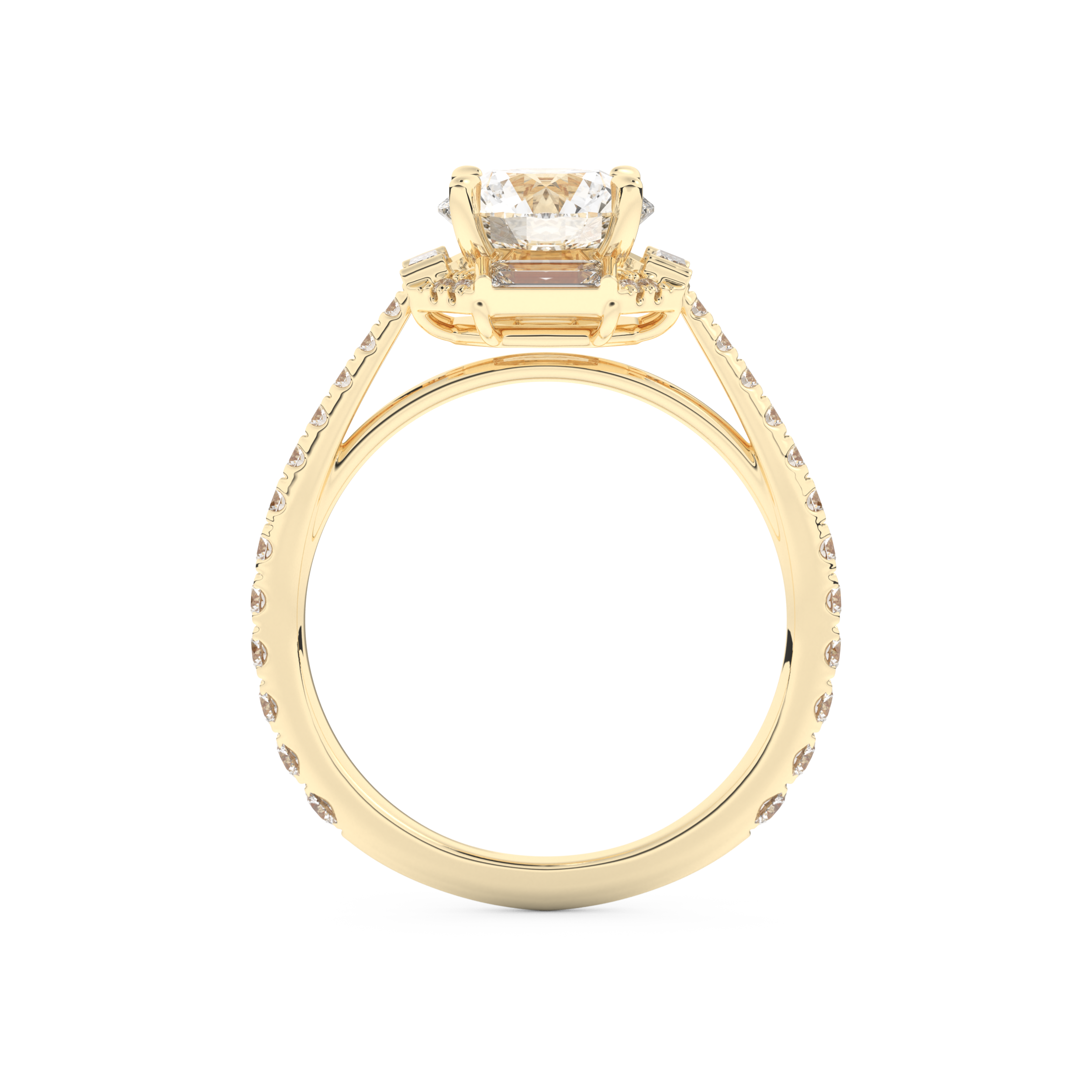 Round Cut 1.52 Carat Moissanite Ring – Cluster Setting in Gold