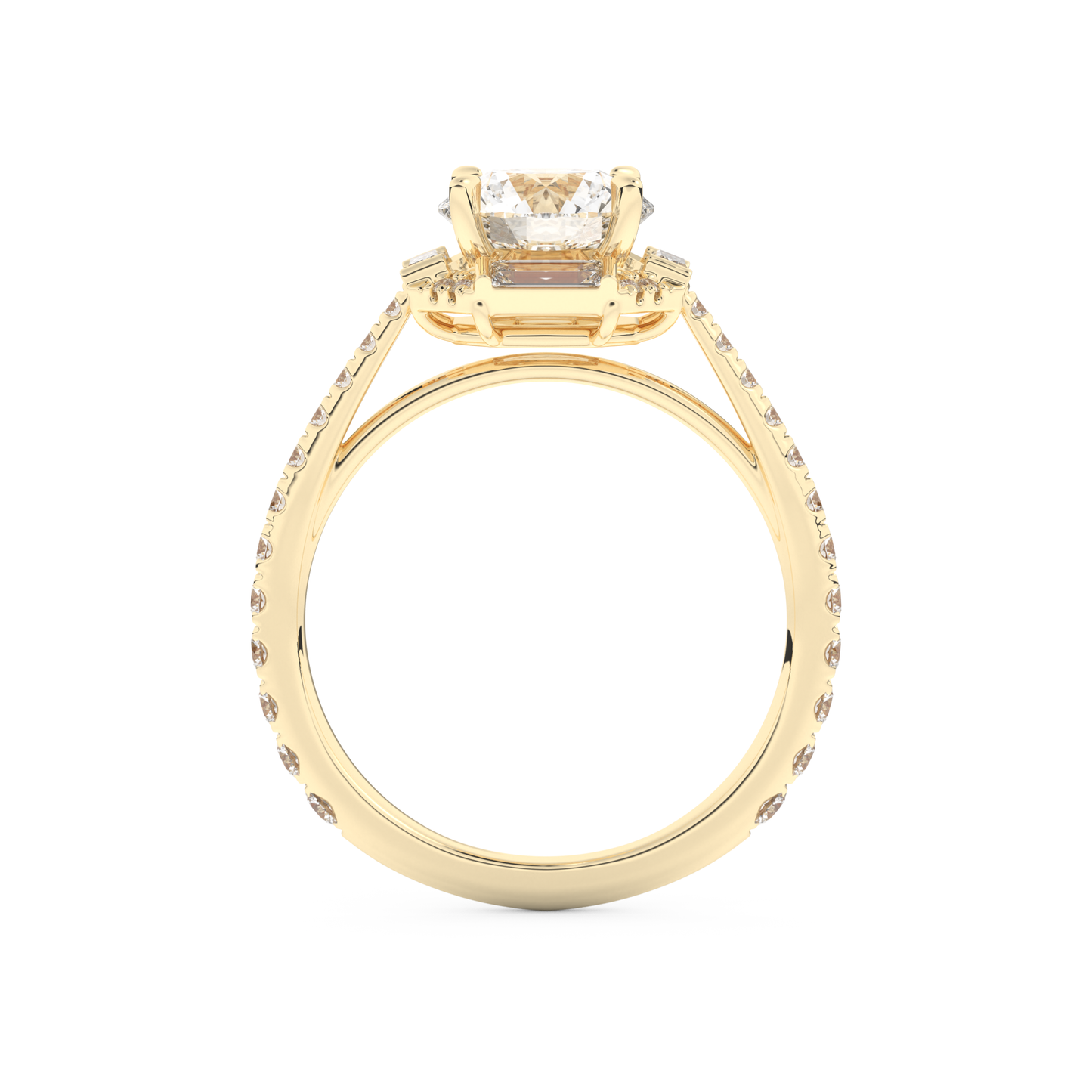 Round Cut 1.52 Carat Moissanite Ring – Cluster Setting in Gold