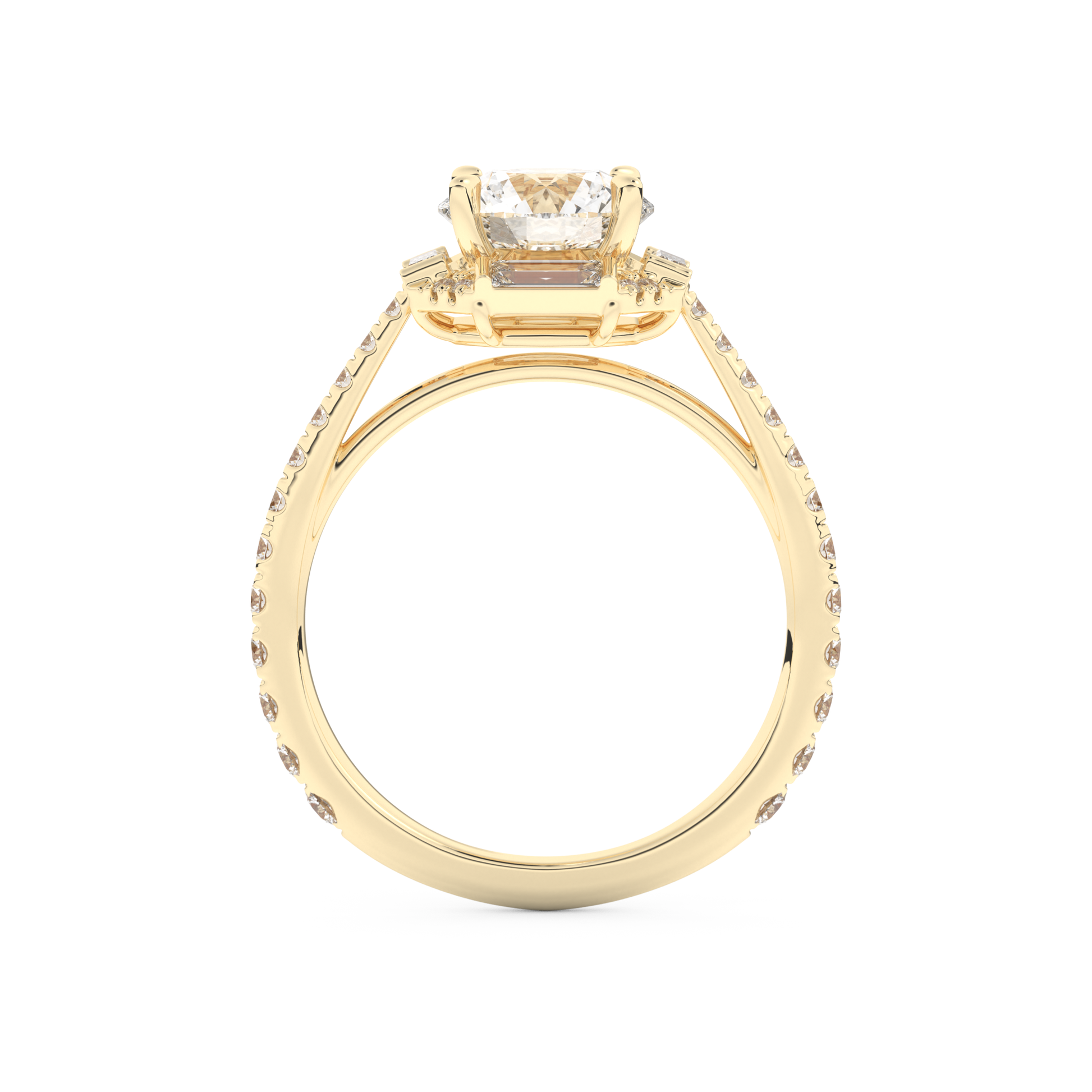 Round Cut 1.52 Carat Moissanite Ring – Cluster Setting in Gold