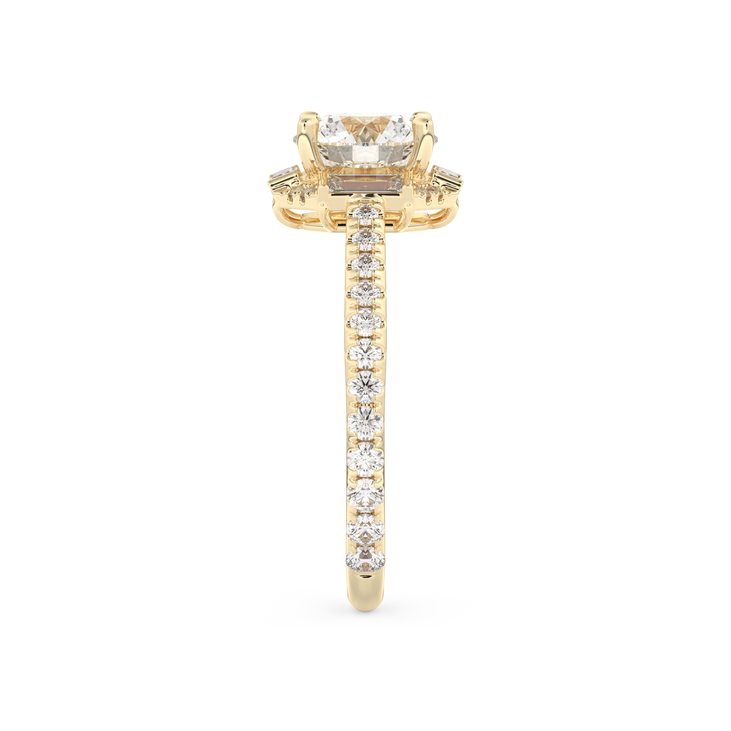 Round Cut 1.52 Carat Moissanite Ring – Cluster Setting in Gold
