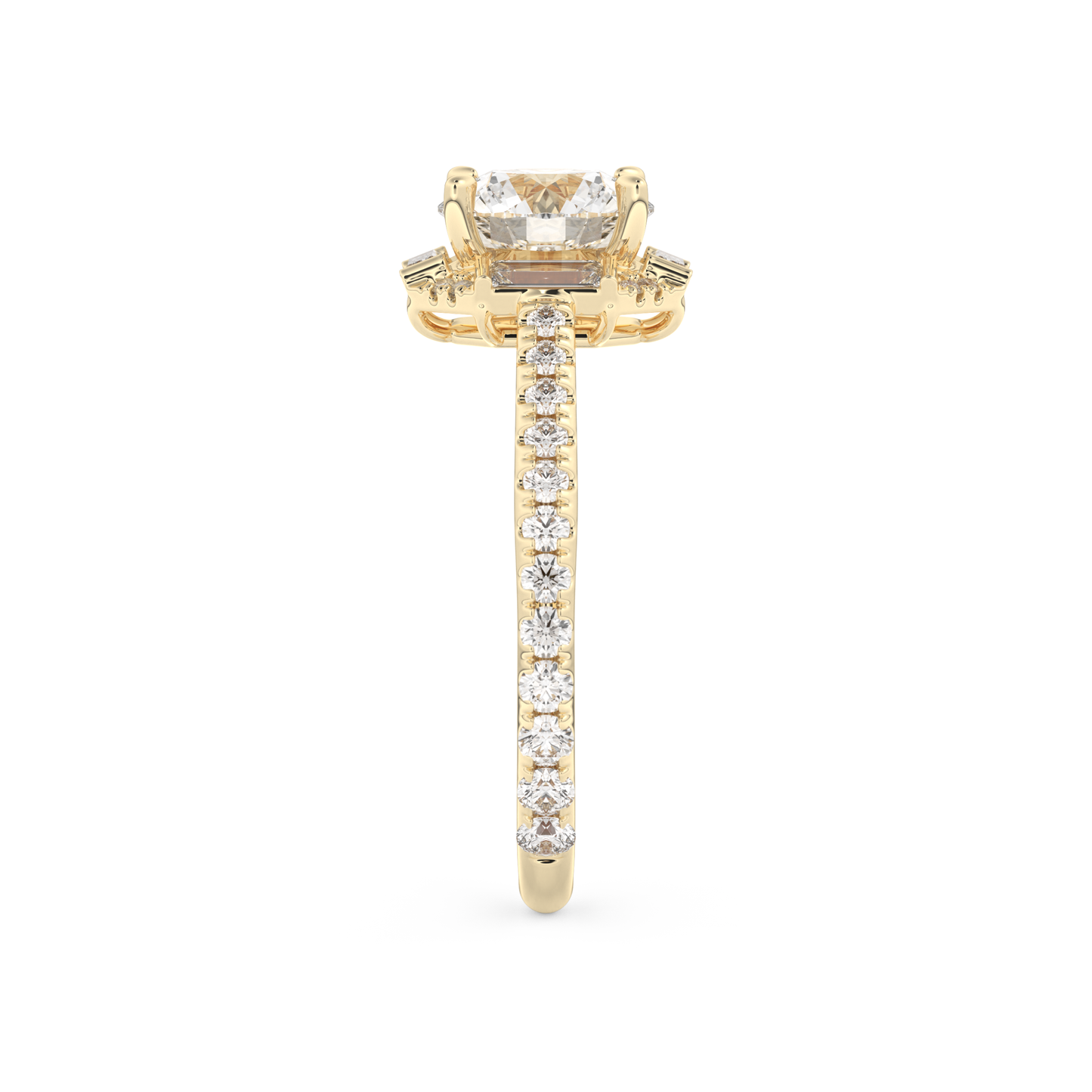 Round Cut 1.52 Carat Moissanite Ring – Cluster Setting in Gold