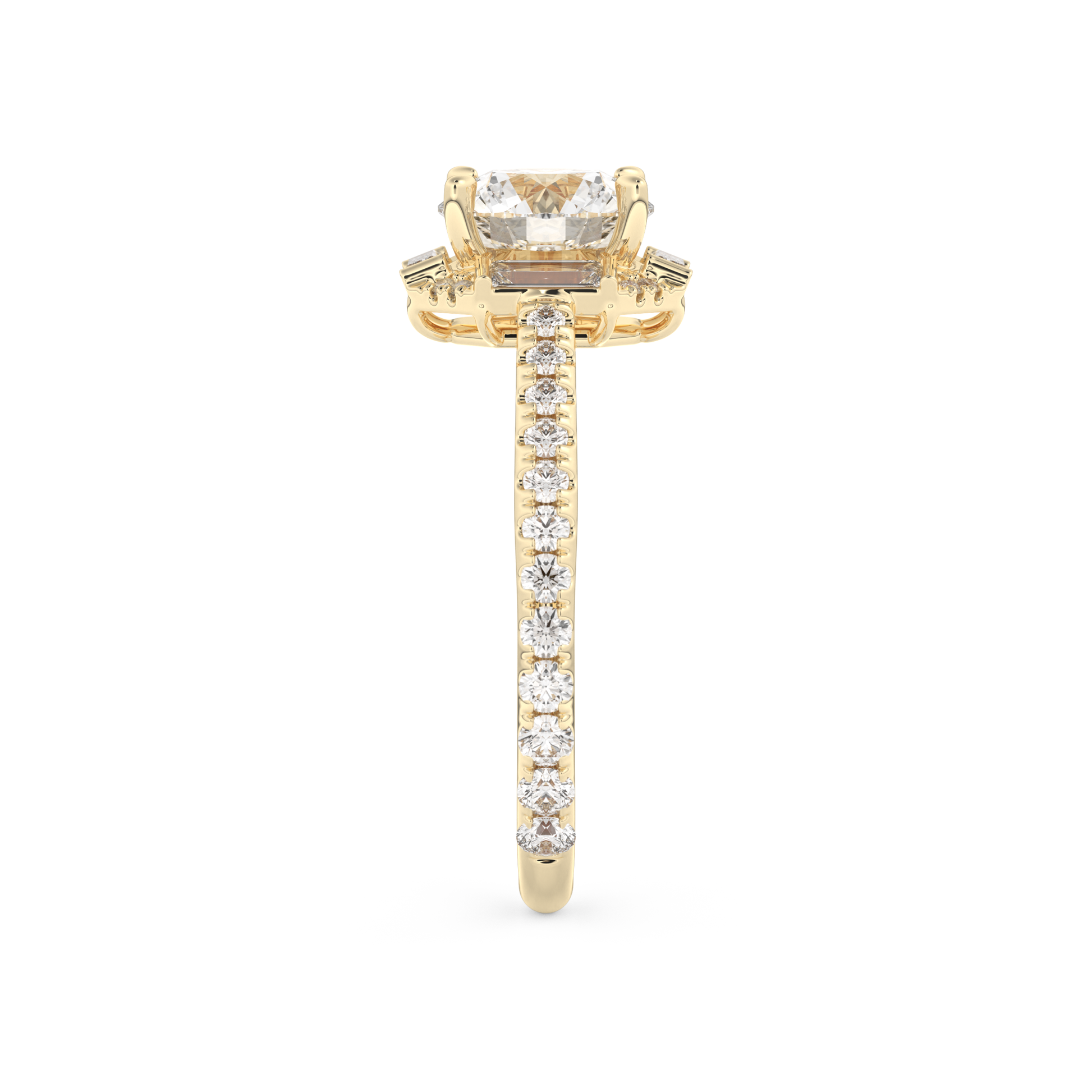 Round Cut 1.52 Carat Moissanite Ring – Cluster Setting in Gold