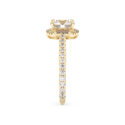 Round Cut 1.52 Carat Moissanite Ring – Cluster Setting in Gold