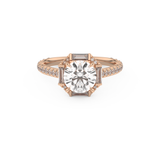 Round Cut 1.52 Carat Moissanite Ring – Cluster Setting in Gold