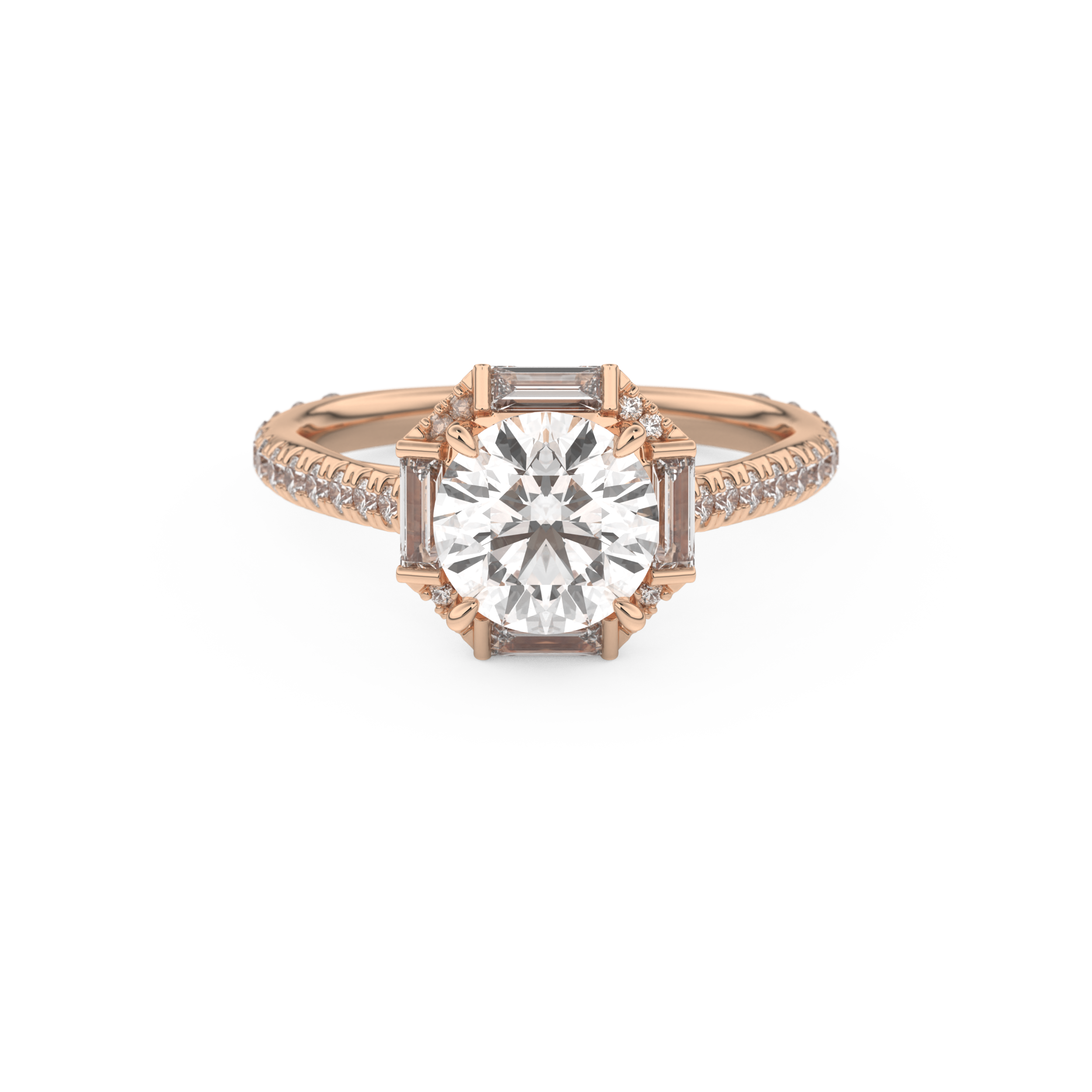 Round Cut 1.52 Carat Moissanite Ring – Cluster Setting in Gold