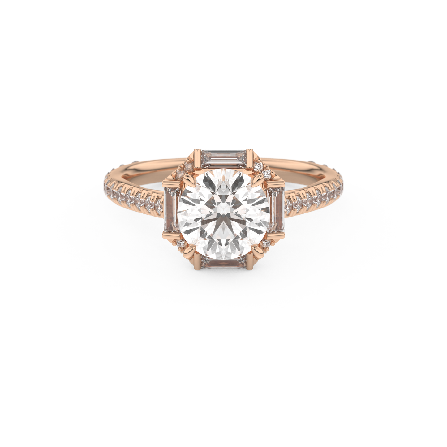 Round Cut 1.52 Carat Moissanite Ring – Cluster Setting in Gold