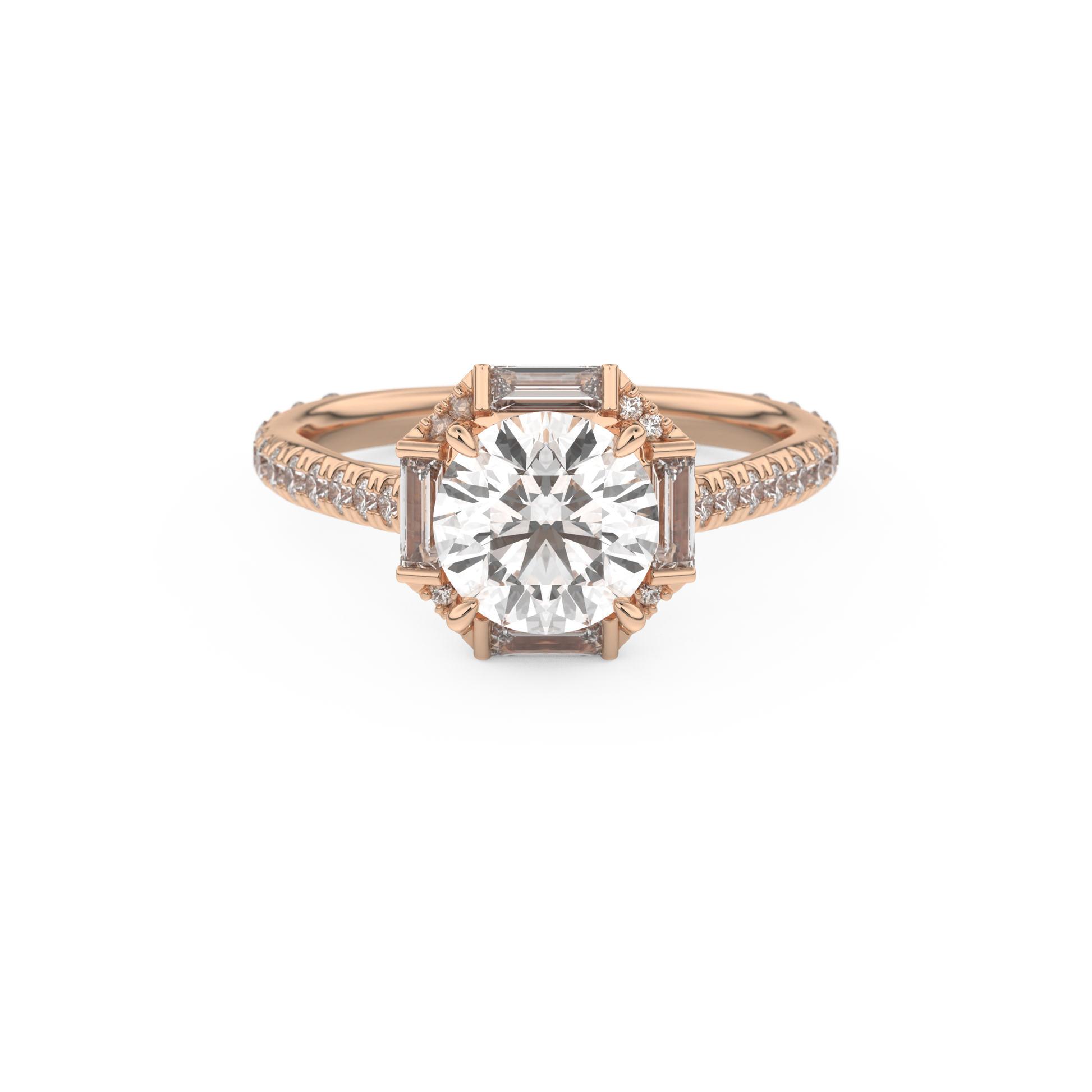 Round Cut 1.52 Carat Moissanite Ring – Cluster Setting in Gold