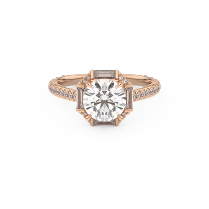 Round Cut 1.52 Carat Moissanite Ring – Cluster Setting in Gold