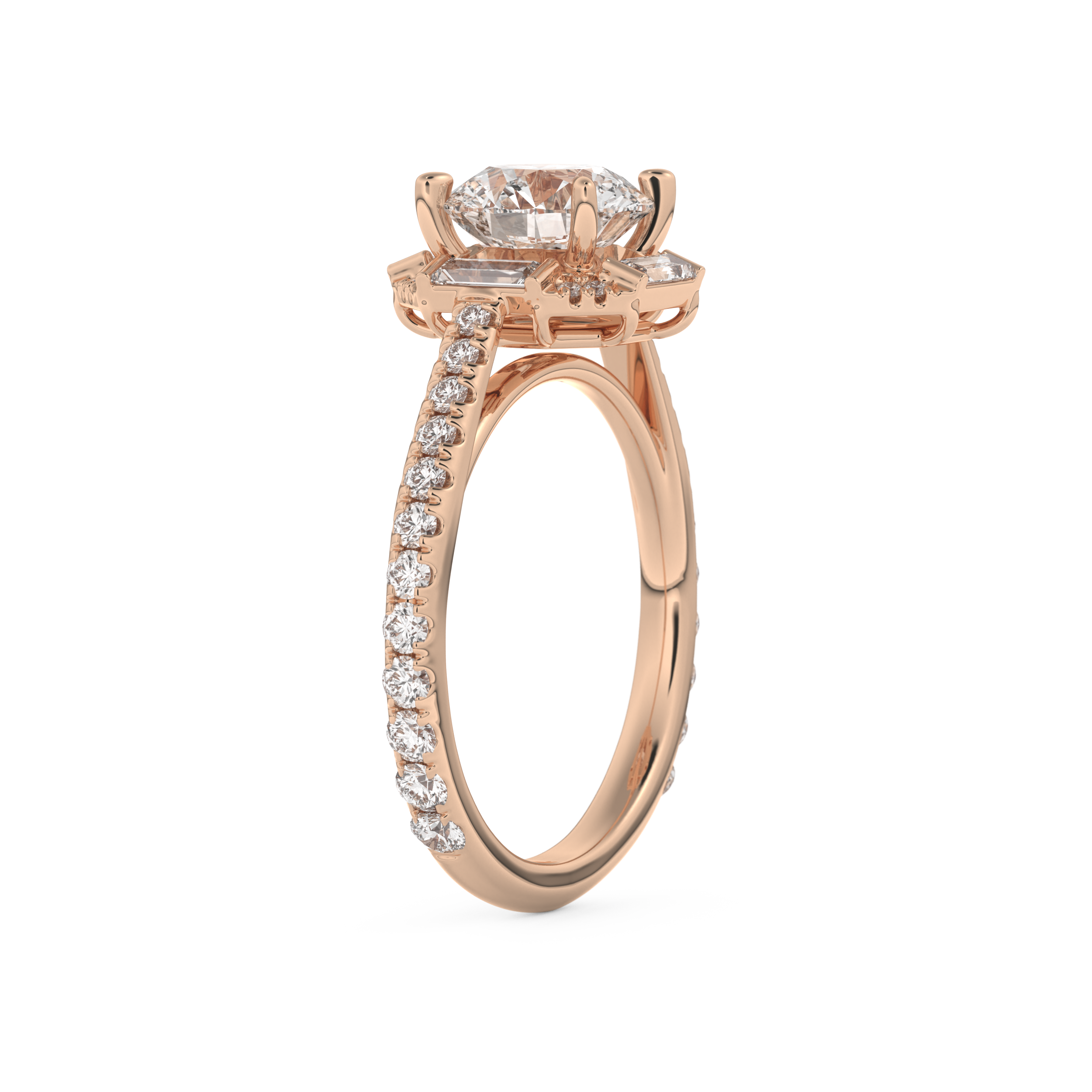 Round Cut 1.52 Carat Moissanite Ring – Cluster Setting in Gold
