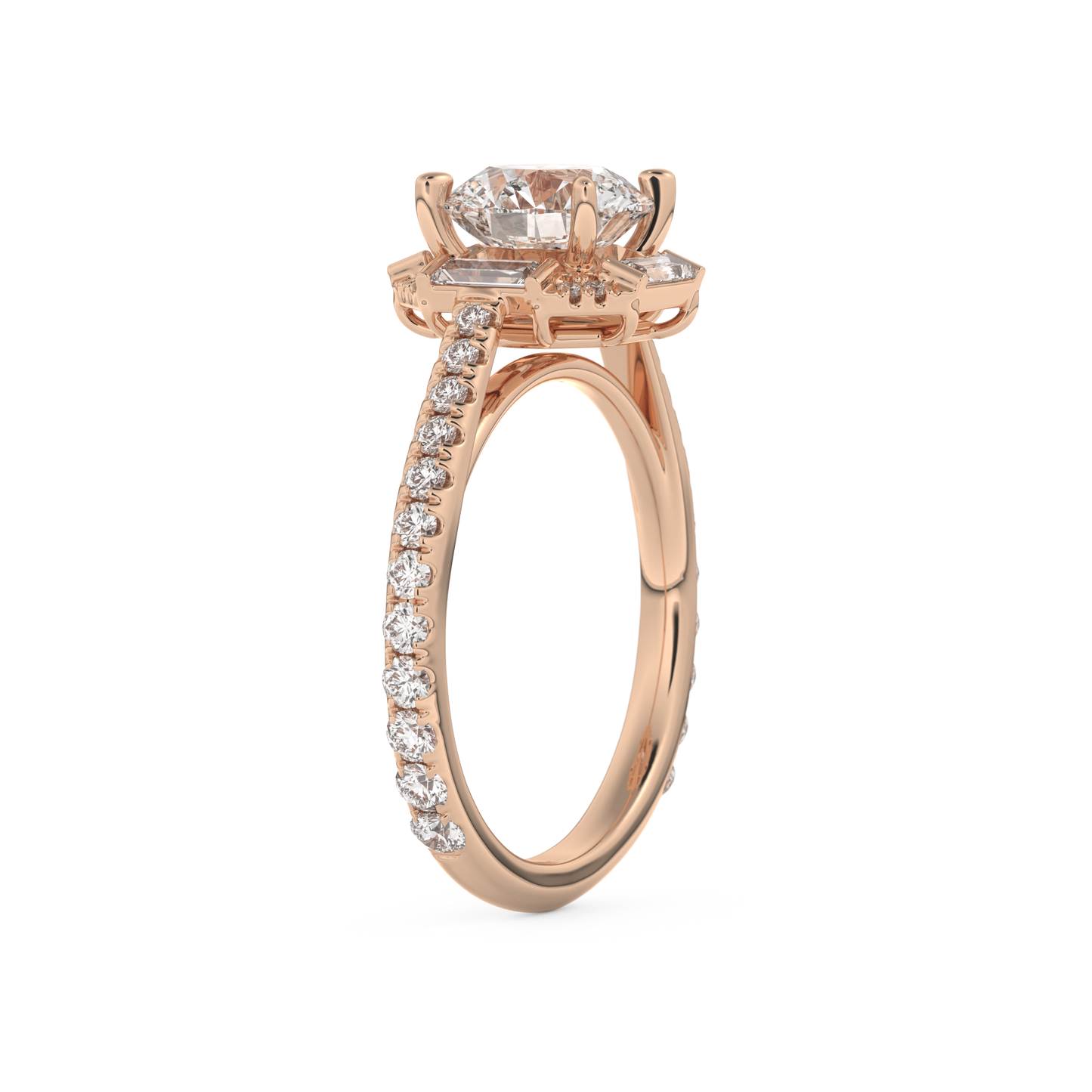 Round Cut 1.52 Carat Moissanite Ring – Cluster Setting in Gold
