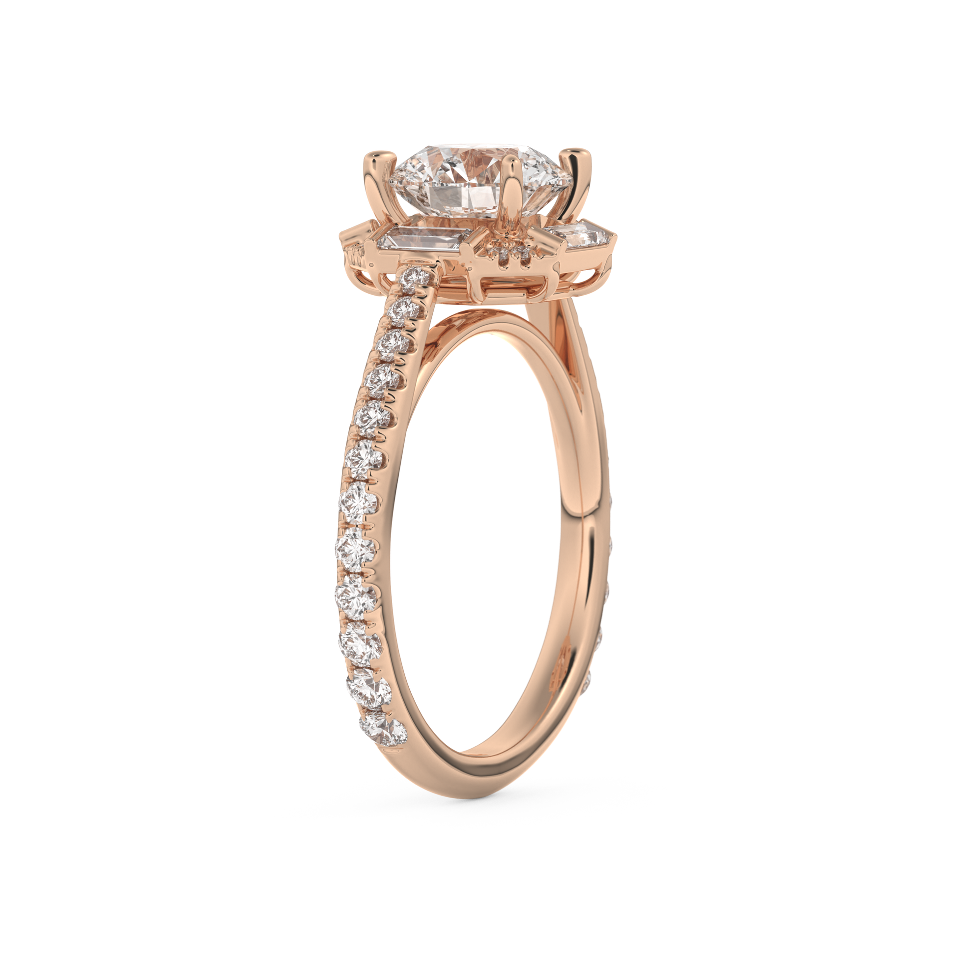 Round Cut 1.52 Carat Moissanite Ring – Cluster Setting in Gold